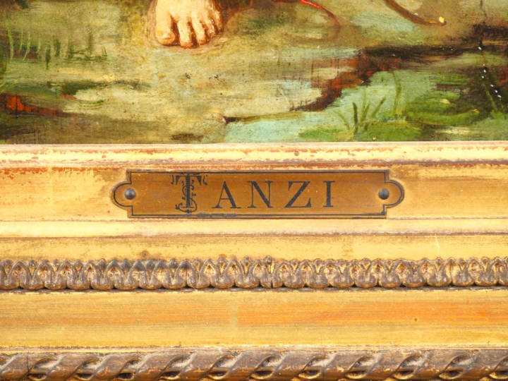 Ecole Française vers 1880 "Venus et l'Amour" Panneau Hauteur : 36 cm L