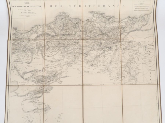 Vente aux enchères [ALGÉRIE]. PELET (Lieutenant général). ENSEMBLE DE 4 CARTES entoilées 