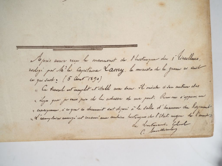 [LAMY (Capitaine François Amédée)]. HISTORIQUE DU 1er RÉGIMENT DE TIRA