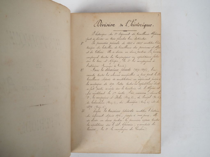 [LAMY (Capitaine François Amédée)]. HISTORIQUE DU 1er RÉGIMENT DE TIRA