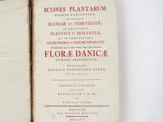 Vente aux enchères [BOTANIQUE]. OEDER (G. Ch.). ICONES PLANTARUM […] FLORAE DANICAE. Havn