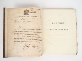 Vente aux enchères CAMBRY (J.). RAPPORT SUR LES SÉPULTURES, présenté à l’administration c