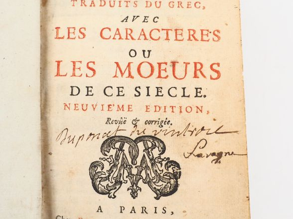 LA BRUYÈRE (Jean de). LES CARACTÈRES DE THÉOPHRASTE traduits du grec, 