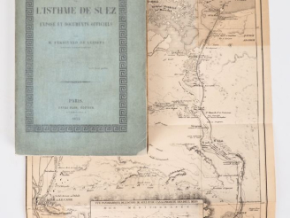 Vente aux enchères LESSEPS (F. de). PERCEMENT DE L'ISTHME DE SUEZ. Exposé et documents of