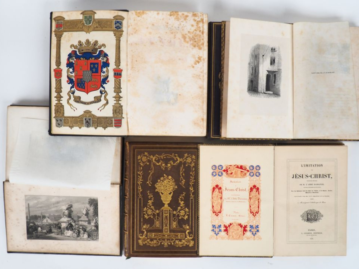 [ROMANTIQUES]. ENSEMBLE DE 5 OUVRAGES EN RELIURE ROMANTIQUE DÉCORÉE. J