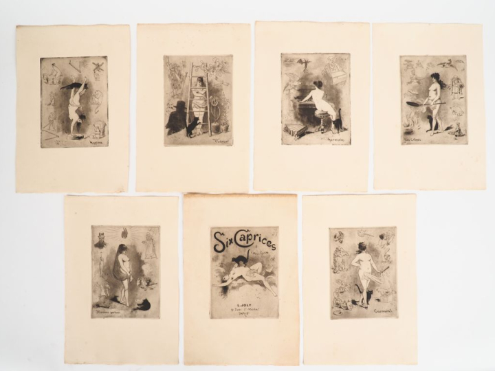 APOUX (Joseph). SIX CAPRICES à l’eau-forte. P., Joly, [c. 1880-1890]. 