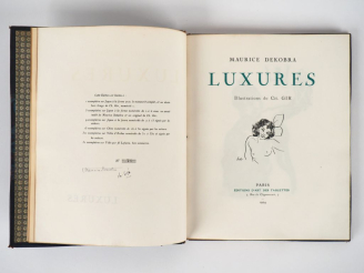 Vente aux enchères DEKOBRA (M.). LUXURES. P., Éditions d’Art des Tablettes, 1924. Grand i