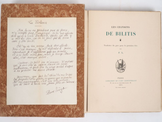 Vente aux enchères LOUŸS (P.). LES CHANSONS DE BILITIS. P., Librairie de l’Art Indépendan