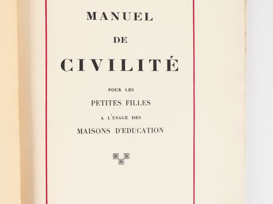 LOUŸS (P.). MANUEL DE CIVILITÉ pour les petites filles à l’usage des m