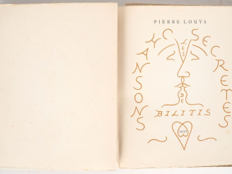 Vente aux enchères [CURIOSA]. LOUŸS (P.). CHANSONS SECRÈTES DE BILITIS. S.l.n.e., 1935. G