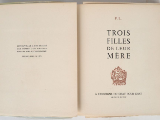 Vente aux enchères LOUŸS (P.). TROIS FILLES DE LEUR MÈRE. À L’Enseigne du chat pour chat,