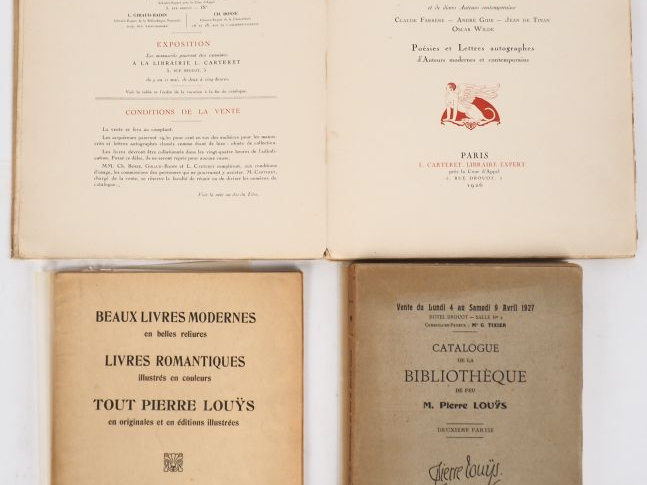 [LOUŸS]. ENSEMBLE DE 3 CATALOGUES DE VENTE. -	MANUSCRITS DE PIERRE LOU