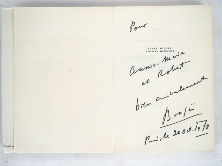 BRASSAÏ. HENRY MILLER ROCHER HEUREUX. P., Gallimard, 1975. In-8 broché
