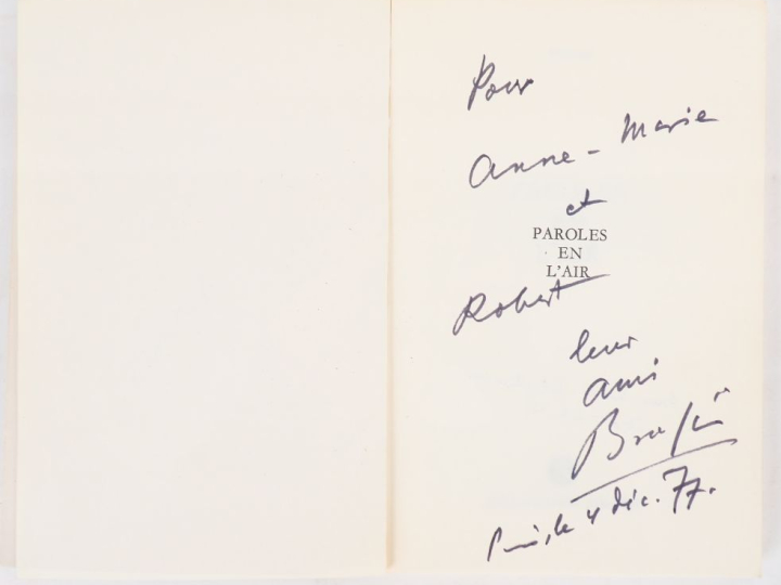 BRASSAÏ. PAROLES EN L’AIR. P., Simoën, 1977. In-8 broché. ÉDITION ORIG