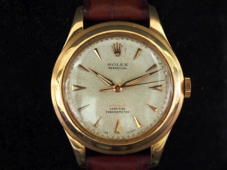 Vente aux enchères ROLEX « Boîte Française » No. 9186 Montre bracelet en or jaune 18k (75