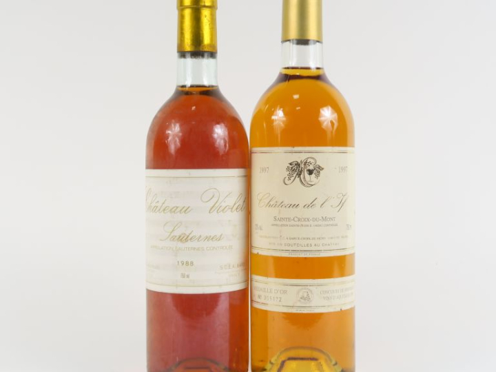 2 BOUTEILLES : 1 CHÂTEAU VIOLET SAUTERNES 1988 BG - 1 CHÂTEAU DE L'IF 