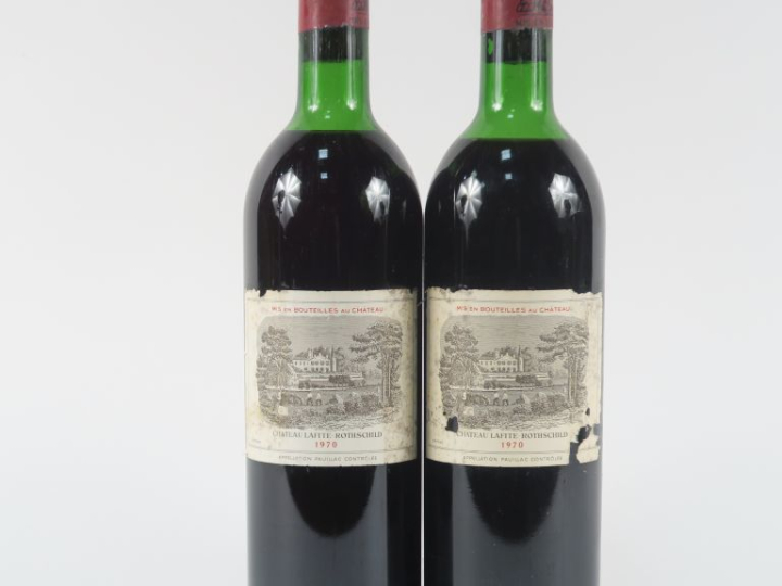 2 BOUTEILLES CHÂTEAU LAFITE ROTHSCHILD 1er GCC PAUILLAC - 1970 - 1 LB 