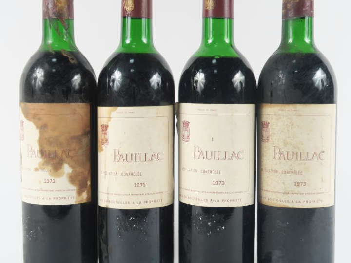 4 BOUTEILLES PAUILLAC DU CHÂTEAU LATOUR - 1973 - 1 LB/2 LB-HEP/1 HEP-M