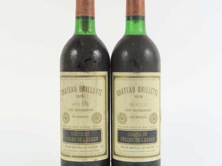 2 BOUTEILLE CHÂTEAU BRILLETTE CB MOULIS - 1976 - BG-LB/BLS