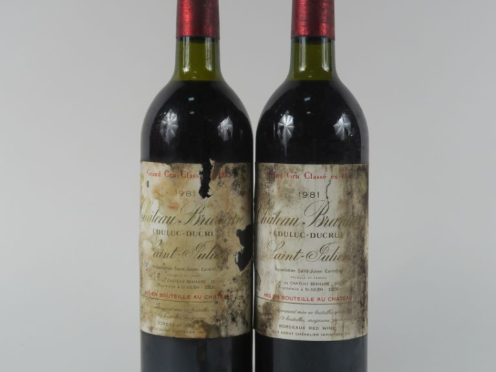 2 BOUTEILLES CHÂTEAU BRANAIRE GCC ST JULIEN - 1981 - LB/ETA