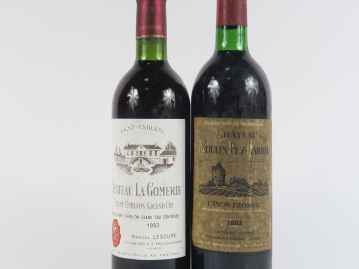 2 BOUTEILLES de 1982 : 1 CHÂTEAU LA GOMERIE GC ST ÉMILION BG - 1 CHÂTE