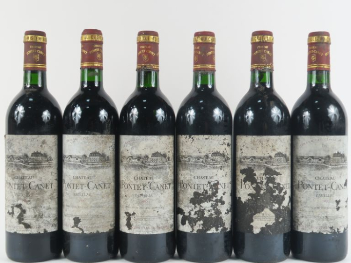 6 BOUTEILLES CHÂTEAU PONTET CANET GCC PAUILLAC - 1990 - BG/3 EA/1 ETA/