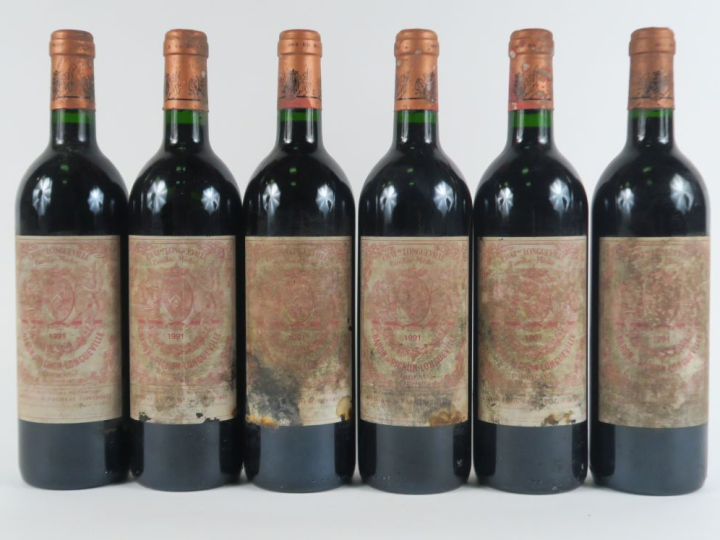 6 BOUTEILLES CHÂTEAU LONGUEVILLE BARON DE PICHON GCC PAUILLAC - 1991 -