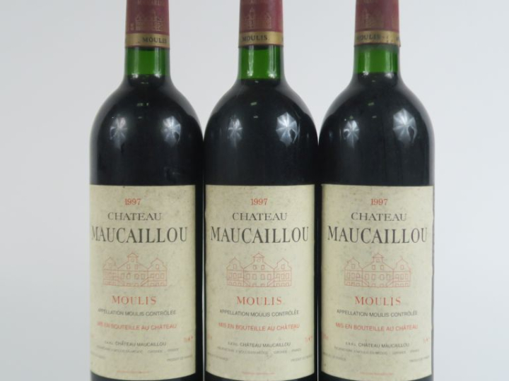 3 BOUTEILLLES CHÂTEAU MAUCAILLOU MOULIS - 1997 - 3 BG
