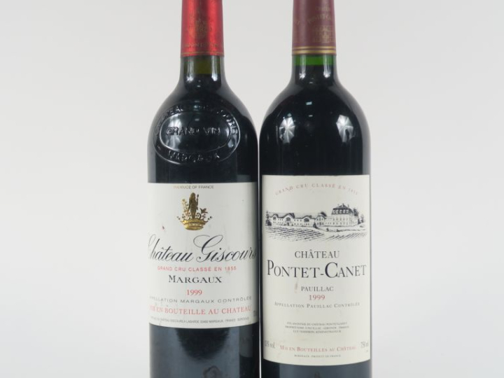 2 BOUTEILLES de 1999 : 1 CHÂTEAU PONTET CANET GCC MARGAUX - 1 CHÂTEAU 
