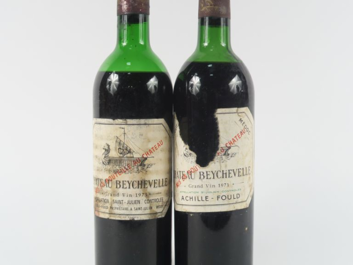 2 BOUTEILLES CHÂTEAU BEYCHEVELLE ST JULIEN : 1 de 1971/EA 1 de 1973 BE