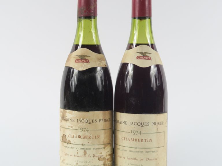 2 BOUTEILLES CHAMBERTIN DOMAINE JACQUES PRIEUR MISE CALVET - 1974 - 3,