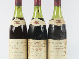 Vente aux enchères 3 BOUTEILLES CHAMBERTIN DOMAINE JACQUES PRIEUR MISE CALVET - 1974 - 1 