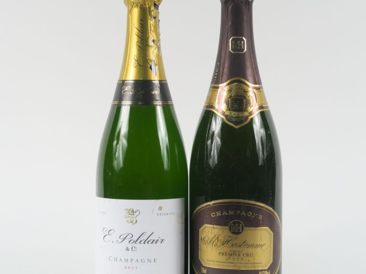 2 BOUTEILLES CHAMPAGNE : 1 E. POLDAIR 'CUVÉE RÉSERVÉE' - 1 M. HOSTOMME