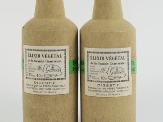 Vente aux enchères 2 FLACONS (10 CL) ÉLIXIR VÉGÉTAL DE LA GRANDE CHARTREUSE - COFFRET PVC