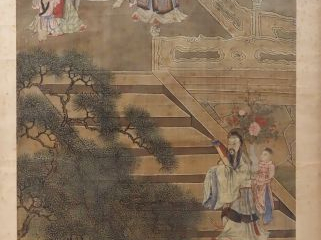 Chine, fin de l’époque Qing, Encre et couleurs sur soie représentant u