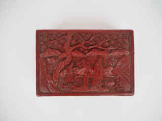 Vente aux enchères Chine, fin de l'époque Qing,  Coffret à bijoux rectangulaire, en laque