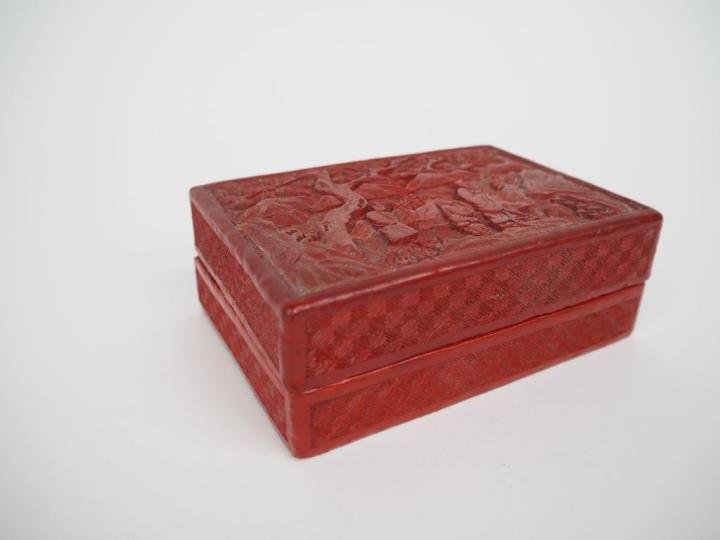 Chine, fin de l'époque Qing,  Coffret à bijoux rectangulaire, en laque