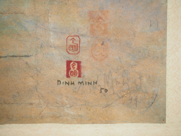 DINH MINH (1923-2004) « Jeune femme pensive écoutant un musicien » Enc