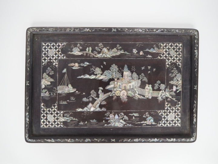 Indochine, vers 1920, travail de Nam Dinh  Deux grands plateaux, de fo