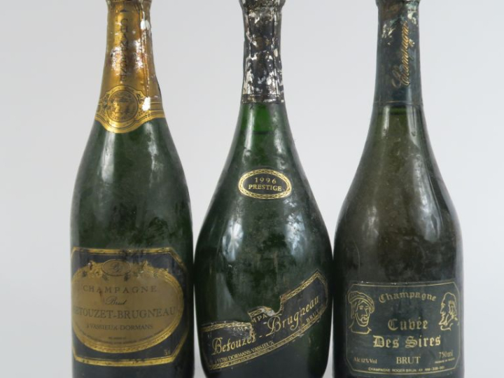 3 BOUTEILLES CHAMPAGNE : 2 BETOUZET BRUGNEAU (1 'PRESTIGE' 1996/1 BRUT