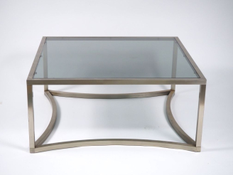 Vente aux enchères Paul LEGARD (dans le goût de). Table basse années 70 en aluminium et v