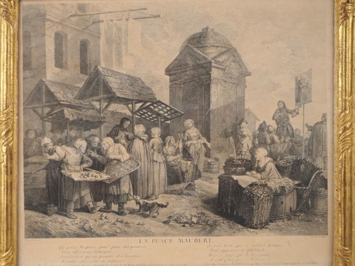 4 gravures de style Louis XVI dans des cadres à baguettes dorées "la p