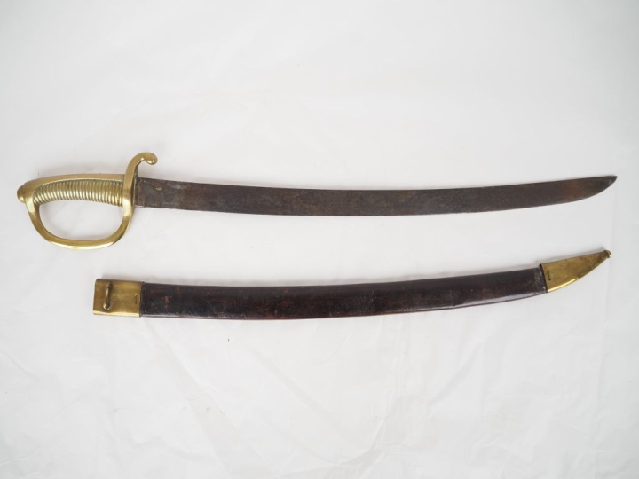 Sabre d’infanterie dit « Briquet » modèle An XI.  Poignée à 28 cannelu