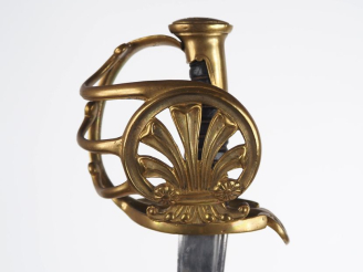 Vente aux enchères Forte épée de cavalerie modèle 1816.  Poignée recouverte de cuir avec 