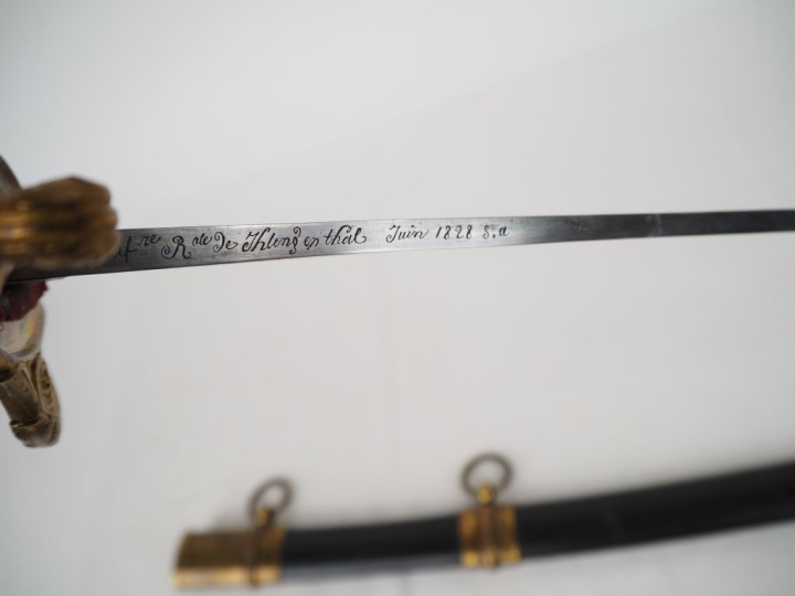 Sabre d’officier d’infanterie modèle 1821.  Poignée recouverte de chag