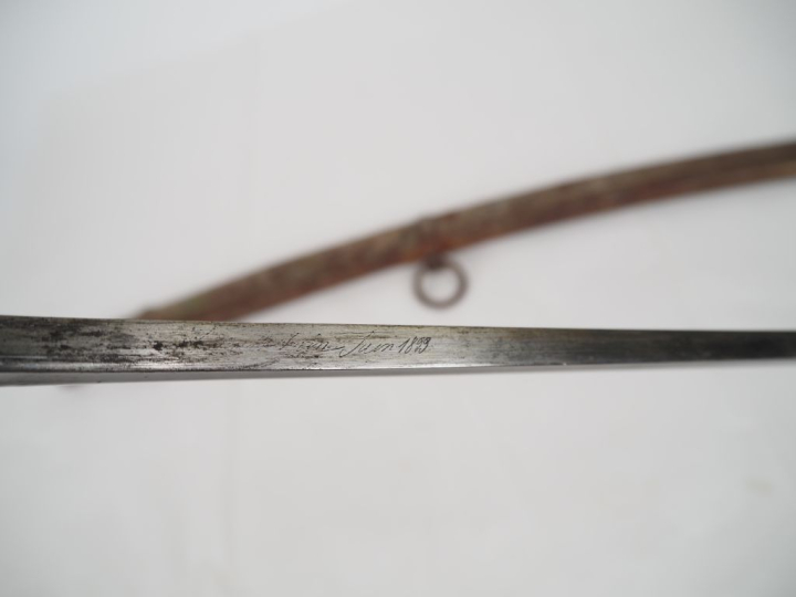 Sabre de canonnier monté modèle 1829.  Poignée recouverte de cuir avec