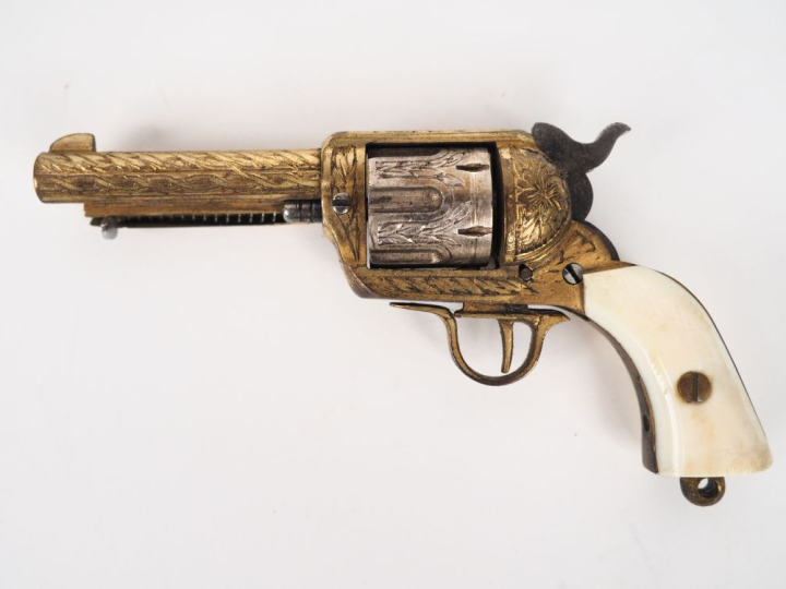 Revolver Colt Single action army miniature.  Canon et barillet gravé d