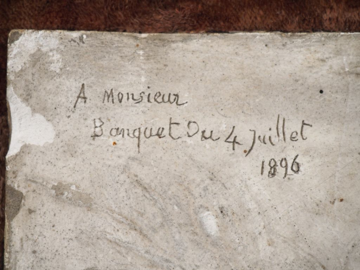 Antoine BOURDELLE. "Les trois rivières". Bas relief en plâtre.en signé