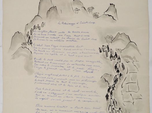 MAI THU (1906-1980) Dessin à l’encre noire sur papier, illustrant un p