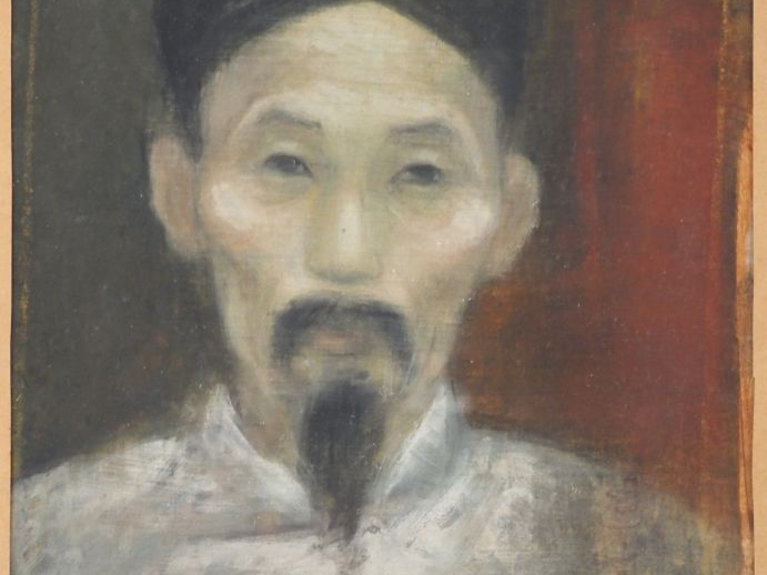 VU CAO DAM (1908-2000) Encre et couleurs sur soie « Portrait d’homme »